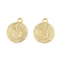 Brass Jewelry Pendants, Flat Round, real gold plated Approx 1mm 