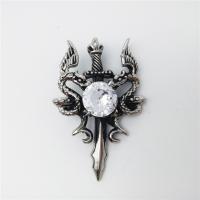 Rhinestone Stainless Steel Pendants, Sword, with rhinestone & blacken Approx 2-4mm 