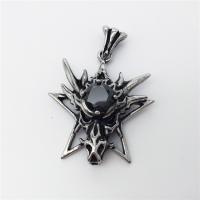 Stainless Steel Animal Pendants, Dragon, with rhinestone & blacken Approx 2-4mm 