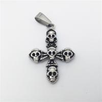 Stainless Steel Cross Pendants, Skull Cross, blacken Approx 2-4mm 