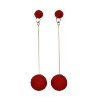 Zinc Alloy Drop Earring, with Plush, gold color plated, for woman 