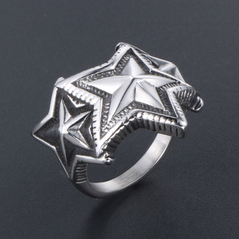 Titan Stahl Fingerring, Titanstahl, Stern, unisex & verschiedene Größen vorhanden & Schwärzen, verkauft von PC