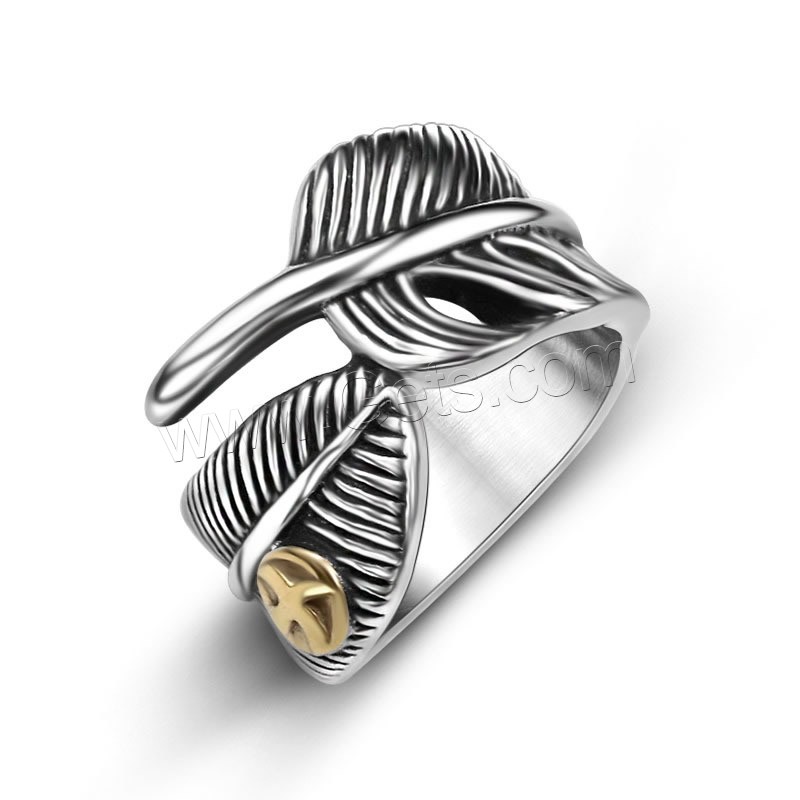 Titan Stahl Fingerring, Titanstahl, Federn, unisex & verschiedene Größen vorhanden & Schwärzen, verkauft von PC