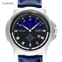 Yazole® Men Jewelry Watch, Stainless Steel, with PU Leather & Glass, Chinese movement, plated, Life water resistant & for man 42mm Approx 10.2 Inch 