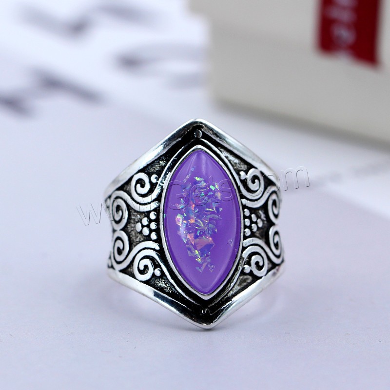 Anillo de dedo de latón, metal, con Ópalo, chapado en color de plata antigua, diverso tamaño para la opción & para mujer, más colores para la opción, Vendido por UD