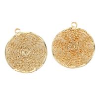 Brass Jewelry Pendants, Flat Round, gold color plated Approx 2mm 