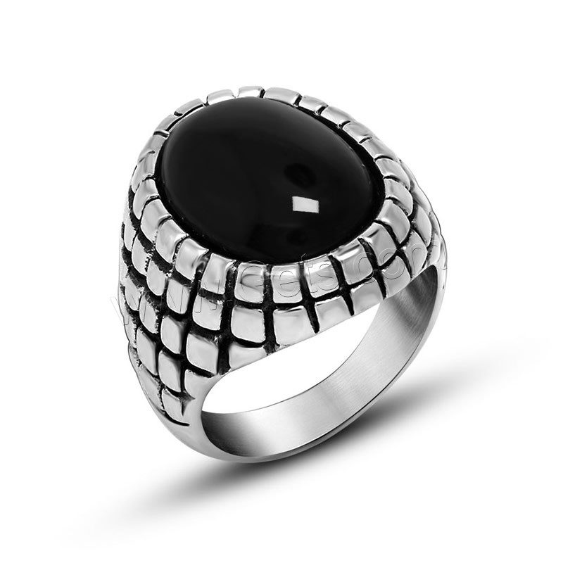 Titanium Steel Finger Ring, with Agate, Unisex & different size for choice & blacken, more colors for choice, Sold By PC