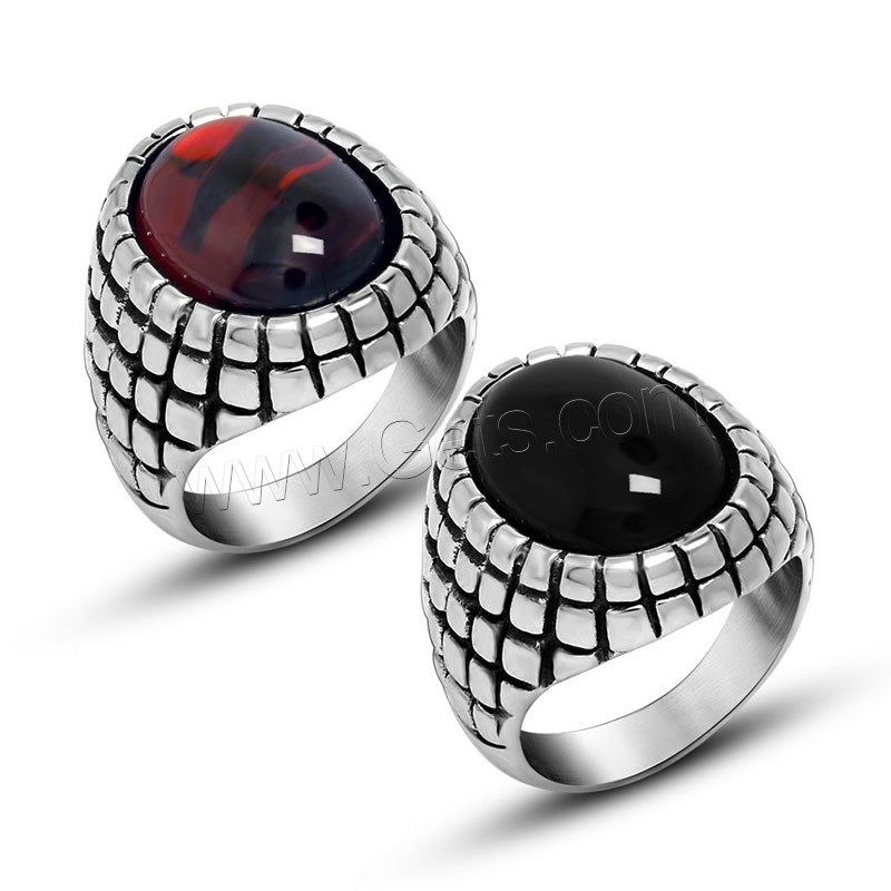 Titanium Steel Finger Ring, with Agate, Unisex & different size for choice & blacken, more colors for choice, Sold By PC