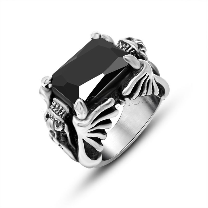 Titan Stahl Fingerring, Titanstahl, unisex & verschiedene Größen vorhanden & mit kubischem Zirkonia & Schwärzen, keine, verkauft von PC