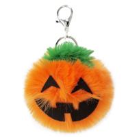 Fur Plush Key Chain, Zinc Alloy, with Faux Rabbit Hair, Pumpkin, silver color plated, for woman 