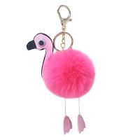 Fur Plush Key Chain, Zinc Alloy, with PU Leather & Faux Rabbit Hair, Bird, gold color plated, for woman 