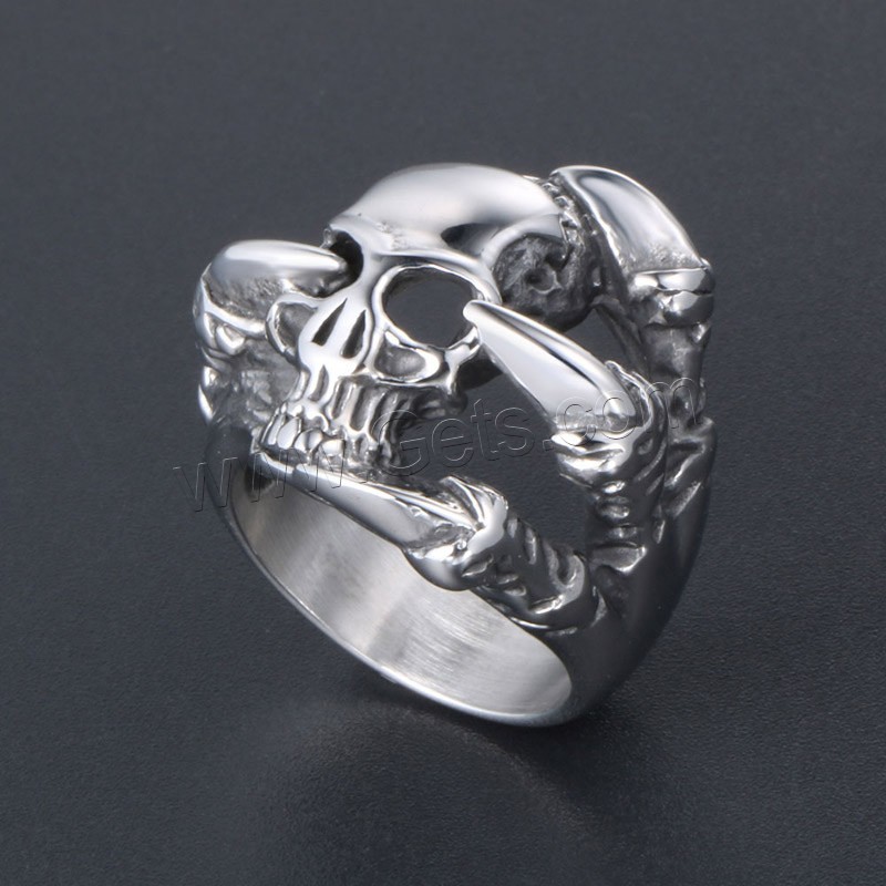 Titan Stahl Fingerring, Titanstahl, Schädel, unisex & verschiedene Größen vorhanden & Schwärzen, verkauft von PC