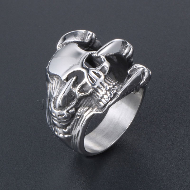 Titan Stahl Fingerring, Titanstahl, Schädel, unisex & verschiedene Größen vorhanden & Schwärzen, verkauft von PC