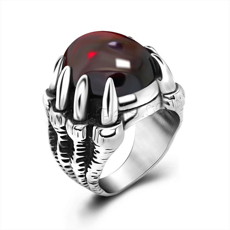 Titanium Steel Finger Ring, with Agate, Unisex & different size for choice & blacken, more colors for choice, Inner Diameter:Approx 180mm, Sold By PC