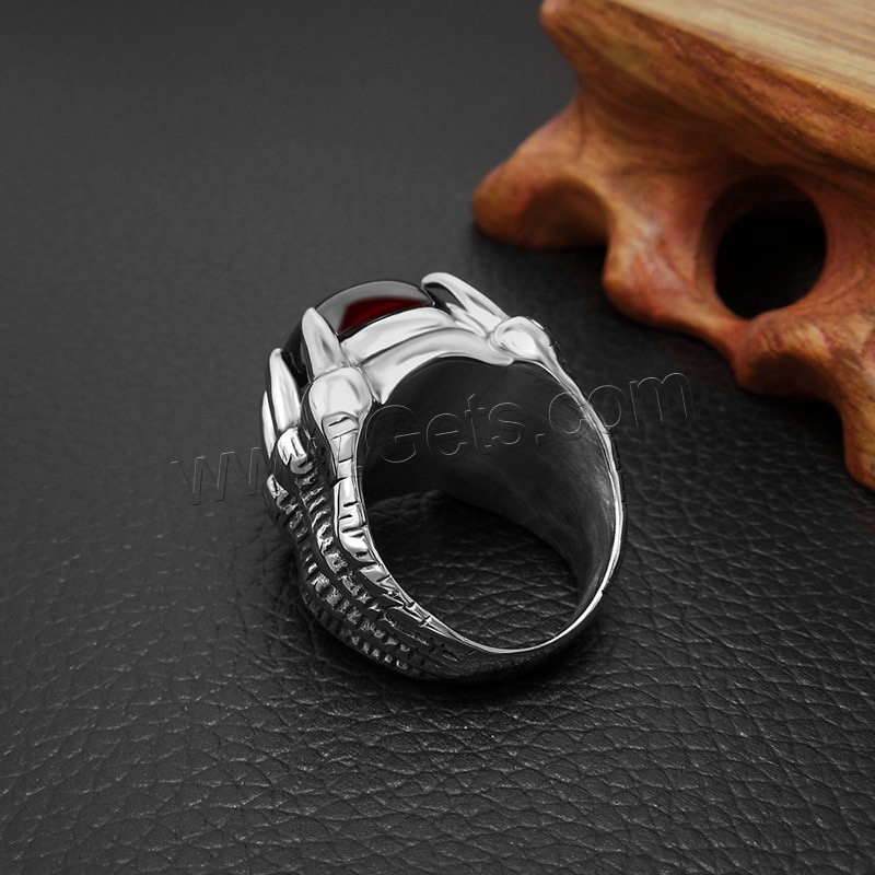 Titanium Steel Finger Ring, with Agate, Unisex & different size for choice & blacken, more colors for choice, Inner Diameter:Approx 180mm, Sold By PC