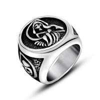 Titanium Steel Finger Ring, Unisex & blacken 