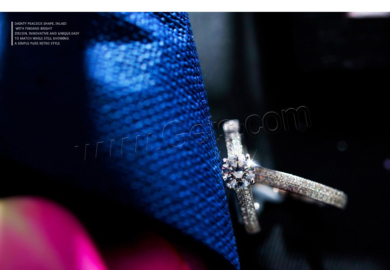 Sterling Silver Ring Set, 925 Sterling Silver, silver color plated, different size for choice & for woman & with cubic zirconia, 6mm, 2PCs/Lot, Sold By Lot