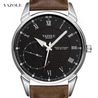 Yazole® Men Jewelry Watch, Stainless Steel, with PU Leather & Glass, Chinese movement, plated, Life water resistant & for man 42mm Approx 10.2 Inch 