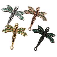 Cubic Zirconia Micro Pave Brass Connector, Dragonfly, plated, micro pave cubic zirconia & 1/1 loop Approx 1mm 