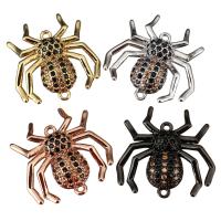 Cubic Zirconia Micro Pave Brass Connector, Spider, plated, micro pave cubic zirconia & 1/1 loop Approx 1mm 