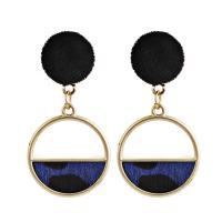 Zinc Alloy Drop Earring, with Plush, gold color plated, for woman 