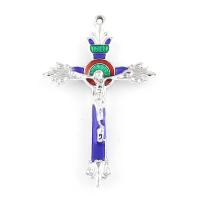 Zinc Alloy Cross Pendants, Crucifix Cross, silver color plated, enamel Approx 2mm [