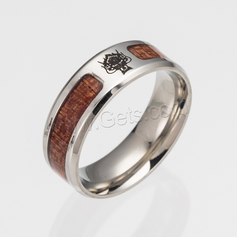 Titan Stahl Fingerring, Titanstahl, mit Holz, unisex & verschiedene Größen vorhanden & Schwärzen, verkauft von PC