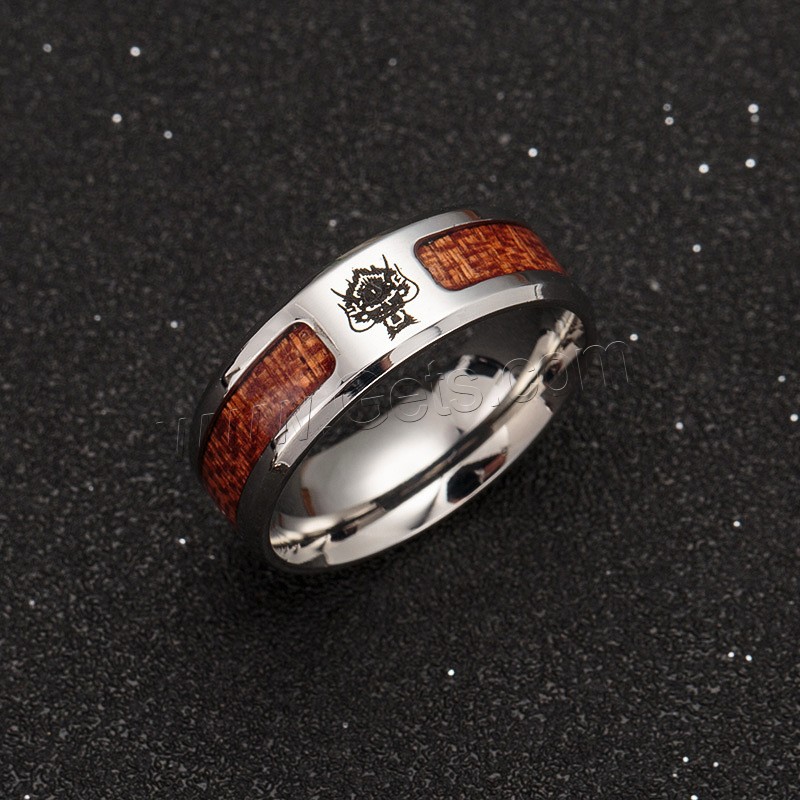 Titan Stahl Fingerring, Titanstahl, mit Holz, unisex & verschiedene Größen vorhanden & Schwärzen, verkauft von PC