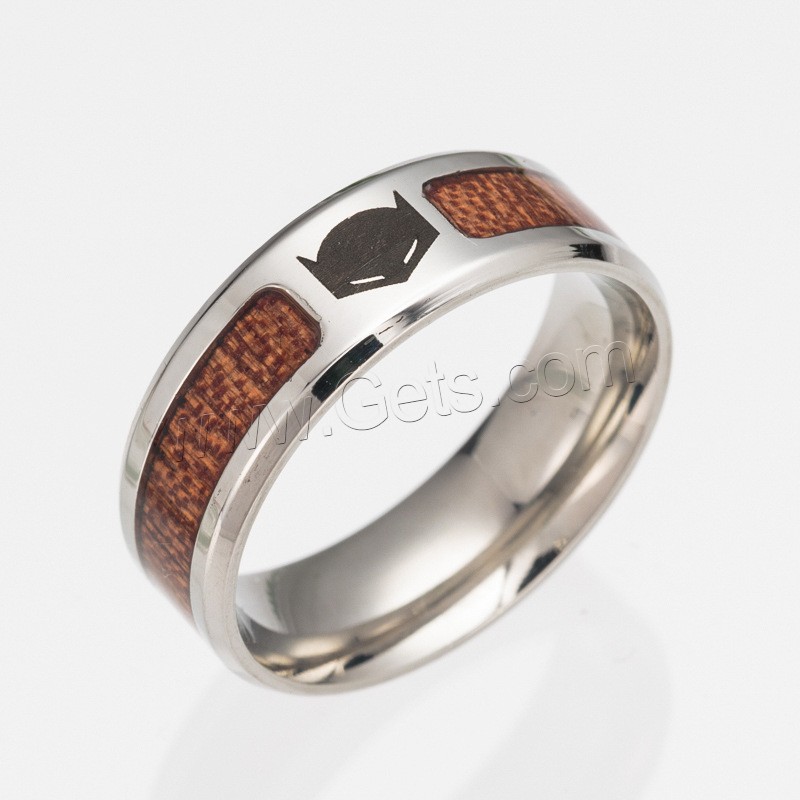 Titan Stahl Fingerring, Titanstahl, mit Holz, unisex & verschiedene Größen vorhanden & Schwärzen, verkauft von PC