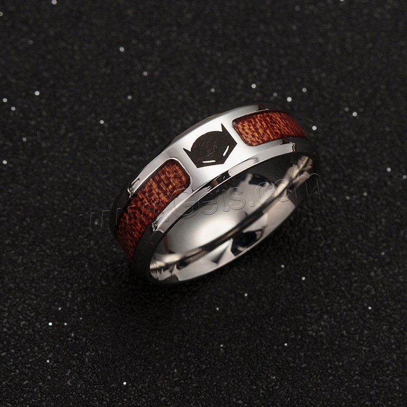 Titan Stahl Fingerring, Titanstahl, mit Holz, unisex & verschiedene Größen vorhanden & Schwärzen, verkauft von PC