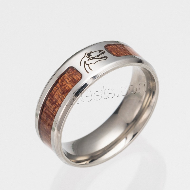 Titan Stahl Fingerring, Titanstahl, mit Holz, unisex & verschiedene Größen vorhanden & Schwärzen, verkauft von PC