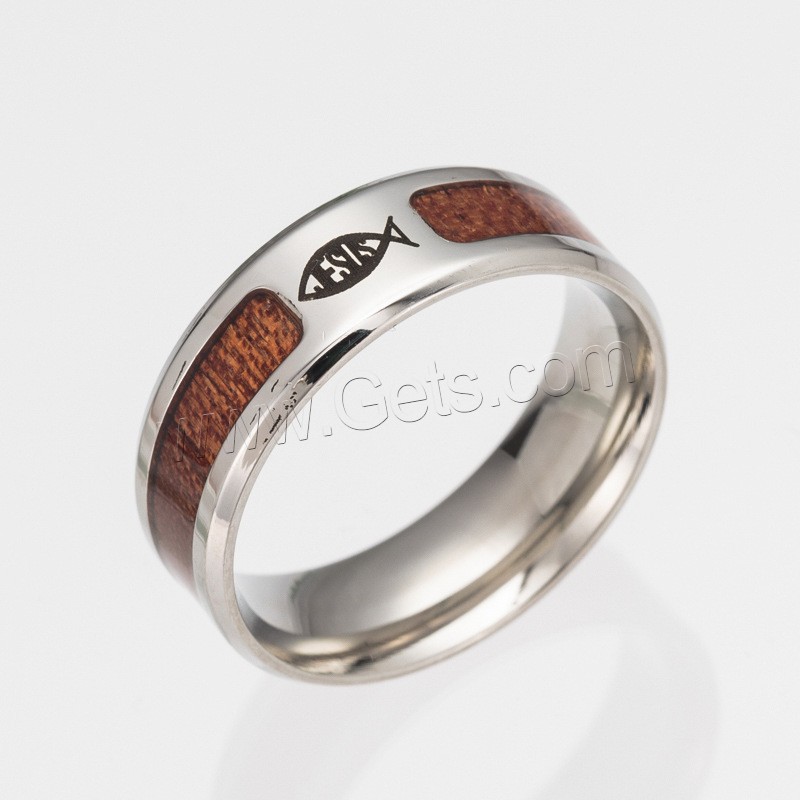 Titan Stahl Fingerring, Titanstahl, mit Holz, unisex & verschiedene Größen vorhanden & Schwärzen, verkauft von PC