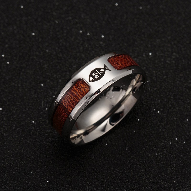 Titan Stahl Fingerring, Titanstahl, mit Holz, unisex & verschiedene Größen vorhanden & Schwärzen, verkauft von PC