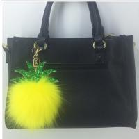 alliage de zinc porte-clés, avec Paillettes & Peluche, ananas, Placage de couleur d'or, pour femme, Jaune Vendu par PC