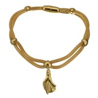 Edelstahl Charm Armband, Hand, goldfarben plattiert, Armband  Bettelarmband & Laterne Kette & für Frau & 2 strängig, 12x22mm, 3mm, Länge:ca. 8 ZollInch, verkauft von Strang