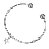 pulsera brazalete de acero inoxidable, Estrella, para mujer, color original, 9x10mm, 2mm, diámetro interior:aproximado 60x46mm, Vendido por UD