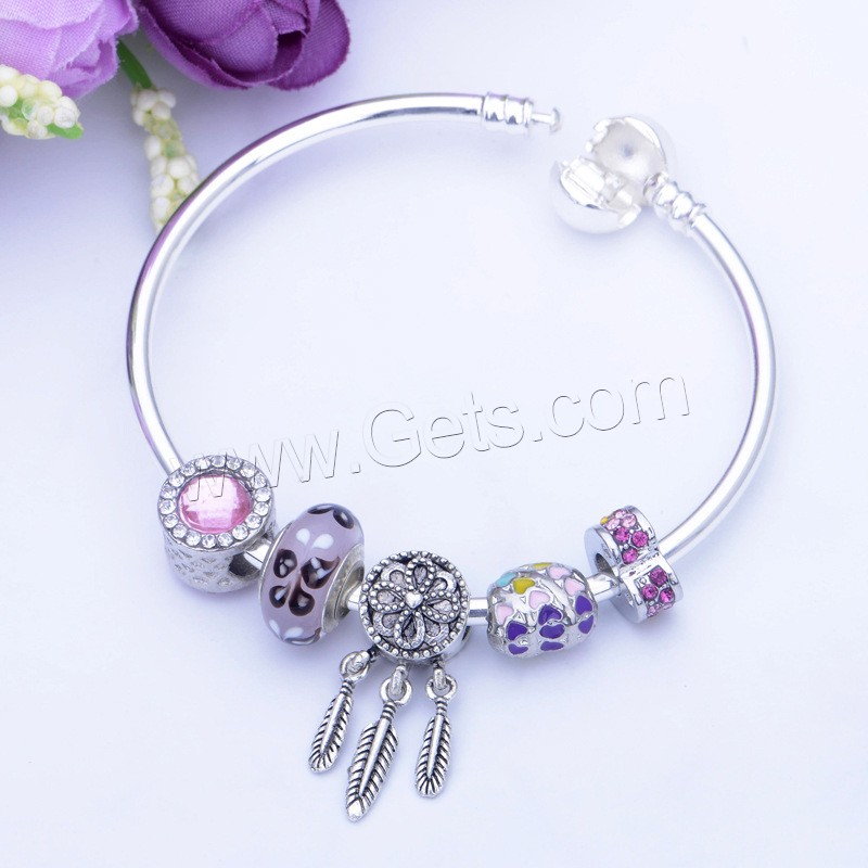 European Match Cristal Bracelets, alliage de zinc, avec chalumeau, Attrapeur de rêves, Plaqué de couleur d'argent, normes différentes pour le choix & pour femme & émail & avec strass, Vendu par PC