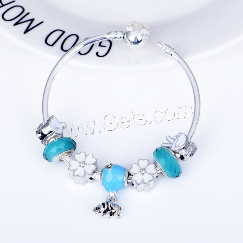 European Match Cristal Bracelets, alliage de zinc, avec chalumeau, éléphant, Plaqué de couleur d'argent, normes différentes pour le choix & pour femme & émail, Vendu par PC