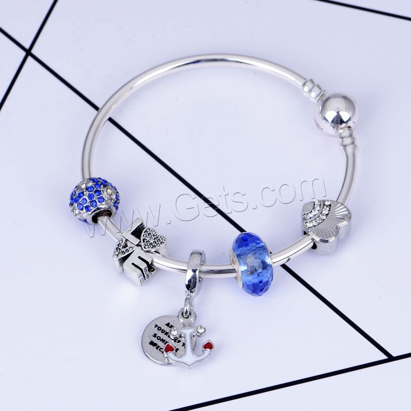 European Match Cristal Bracelets, alliage de zinc, avec chalumeau, Plaqué de couleur d'argent, normes différentes pour le choix & pour femme & avec strass, Vendu par PC