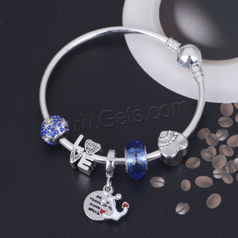 European Match Cristal Bracelets, alliage de zinc, avec chalumeau, Plaqué de couleur d'argent, normes différentes pour le choix & pour femme & avec strass, Vendu par PC