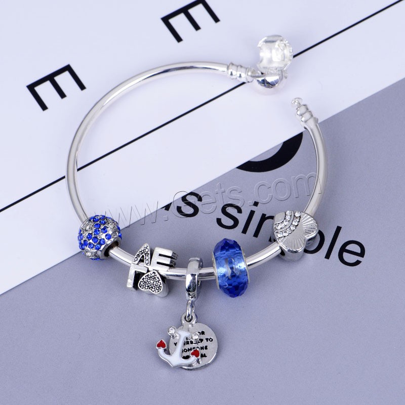 European Match Cristal Bracelets, alliage de zinc, avec chalumeau, Plaqué de couleur d'argent, normes différentes pour le choix & pour femme & avec strass, Vendu par PC