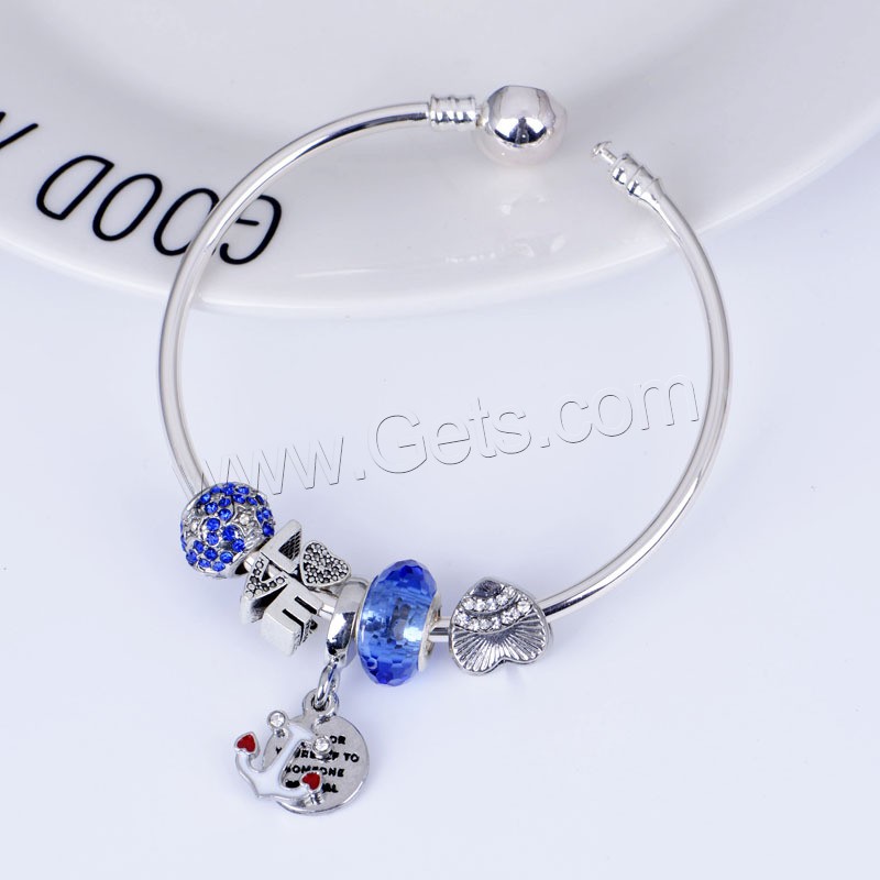 European Match Cristal Bracelets, alliage de zinc, avec chalumeau, Plaqué de couleur d'argent, normes différentes pour le choix & pour femme & avec strass, Vendu par PC