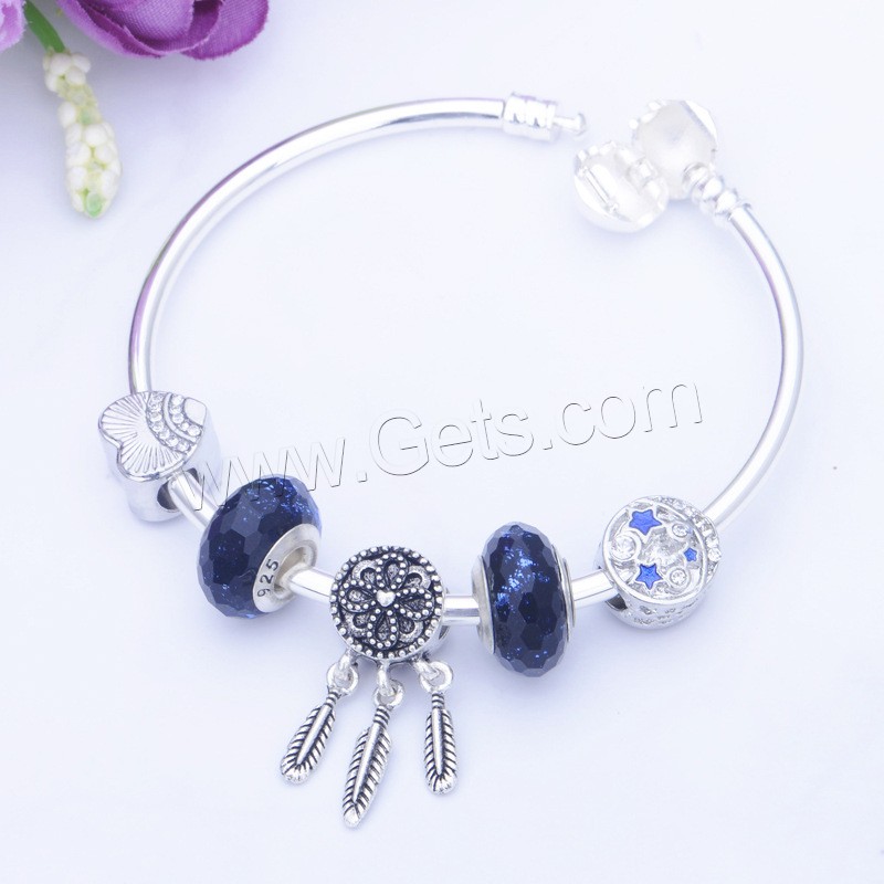 European Match Cristal Bracelets, alliage de zinc, avec chalumeau, Attrapeur de rêves, Plaqué de couleur d'argent, normes différentes pour le choix & pour femme & avec strass, Vendu par PC