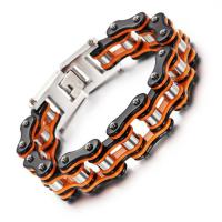 acier inoxydable bracelet, Placage, pour homme, orange, 16mm Environ 9 pouce, Vendu par brin