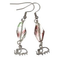 Stainless Steel Drop Earring, with Lampwork, for woman, original color, 52mm 