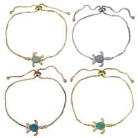 Brass Bracelets, with Opal, Turtle, plated, adjustable & box chain & for woman 1mm Approx 6-9 Inch 