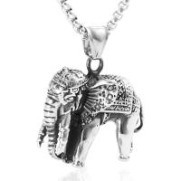 Pendentifs en titane, Acier titane, éléphant, noircir Environ 2-5mm, Vendu par PC