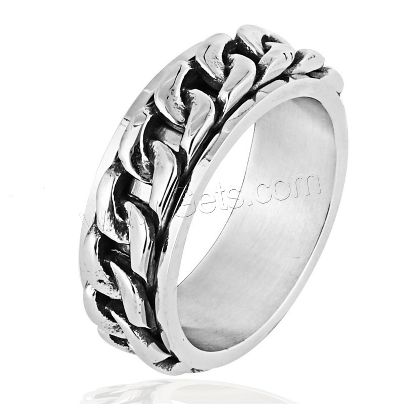 Titanium Steel Finger Ring, rotatable & different size for choice & for man & blacken, 8mm, Sold By PC