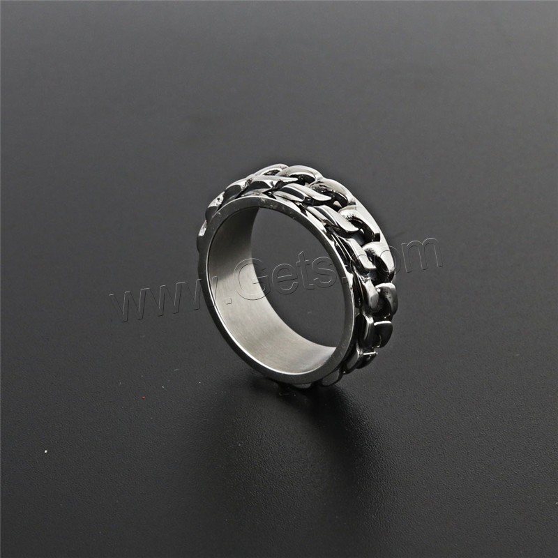 Acier titane bague, rotatif & normes différentes pour le choix & pour homme & noircir, 8mm, Vendu par PC