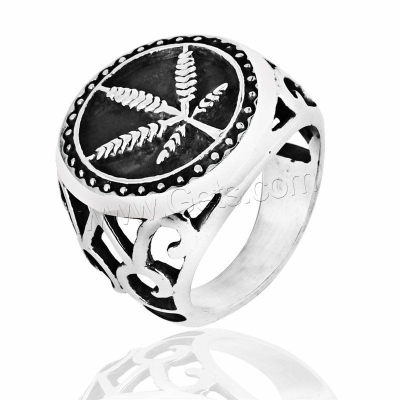 Acier titane bague, Feuille d'érable, Placage, normes différentes pour le choix & pour homme & noircir, plus de couleurs à choisir, 21mm, Vendu par PC